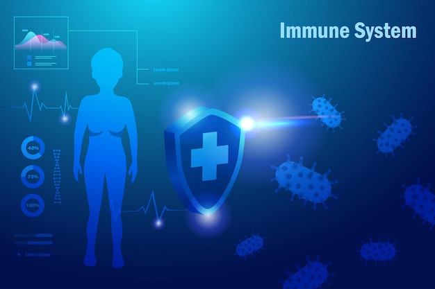Menselijk immuunsysteem Schild beschermen tegen infectieziekten bacteriën virus Microbiologie laboratorium