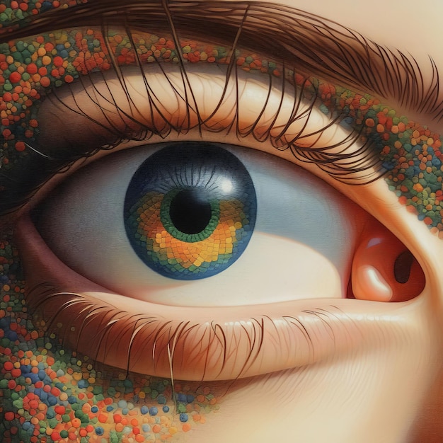 Menselijk oog met kleurrijk abstract patroon menschelijk oog met kleurig abstract patrone
