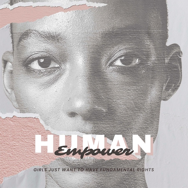 &quot;Menselijke empowerment&quot; vector vrouw portret voor mensenrechten sociale media poster