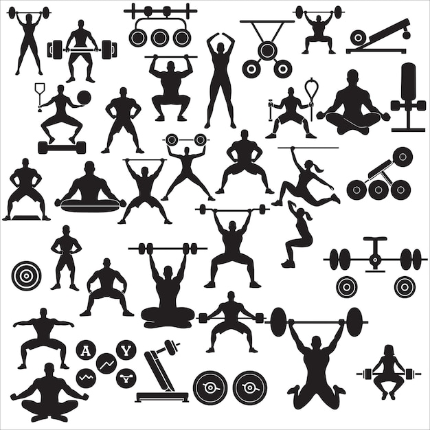 menselijke fitness oefening Silhouette vector illustraties