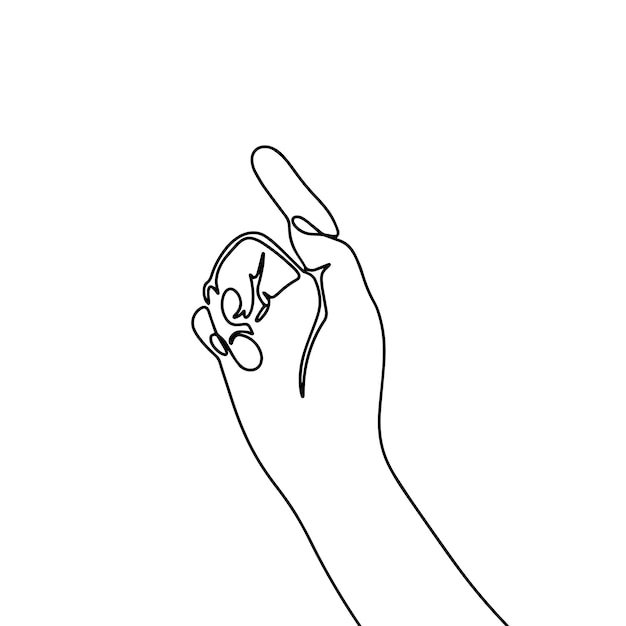 Menselijke hand geïsoleerd op witte achtergrond Een regel doorlopende menselijke hand Line art outline vector