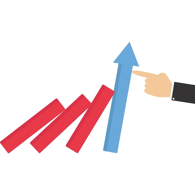 Menselijke hand Stop Domino-effect Vector plat ontwerp