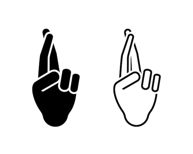 Vector menselijke hand vingers gekruist gebaar pictogram vector illustratie belofte ligt lijn kunst