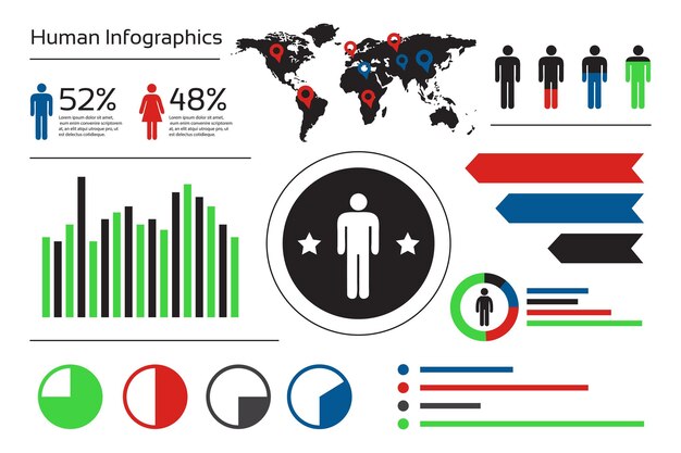 Vector menselijke infografische vectorillustratie