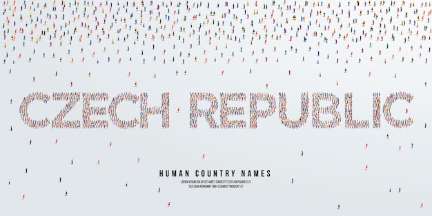 Menselijke landnaam Tsjechië. grote groep mensen vormen om de landnaam Tsjechië te creëren.