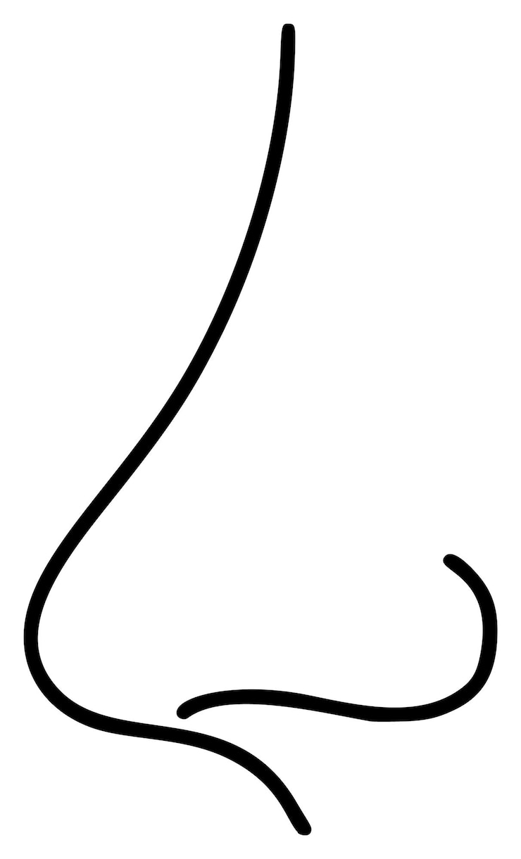 Vector menselijke neus in profiellijn eenvoudig minimalistisch icoon element voor ontwerpverpakking