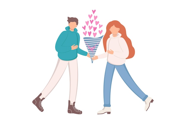 Menselijke relaties liefdevolle paar Valentijnsdag kaart vectorillustratie