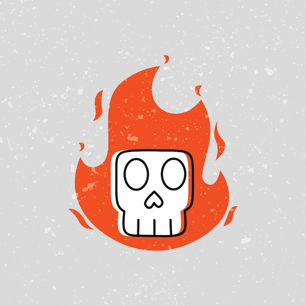 Menselijke schedel op brand illustratie