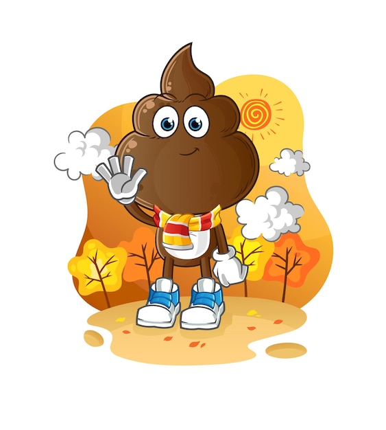 menselijke stront hoofd cartoon in de herfst cartoon mascotte vector