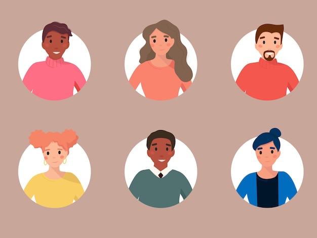 Mensen avatar set Verschillende mannen en vrouwen tekens Geïsoleerde vectorillustratie