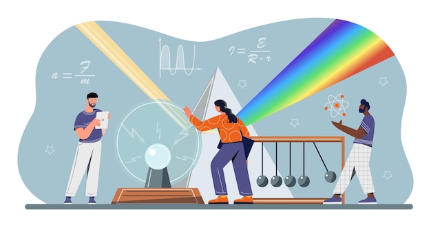 Vector mensen bestuderen natuurkundeconcept