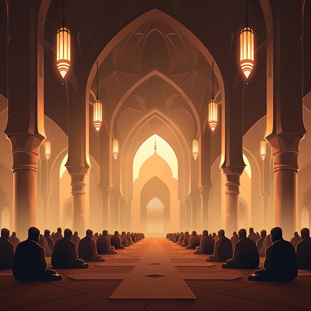 Mensen die bidden in de moskee Vector