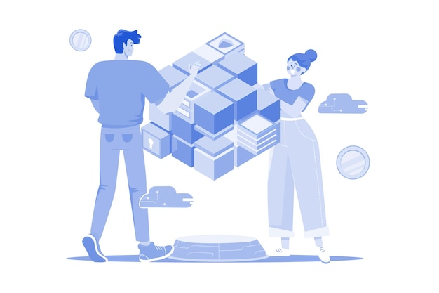 Mensen die een Blockchain-netwerk ontwikkelen