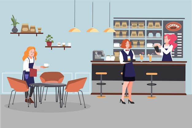 Mensen die in een koffieshop werken.