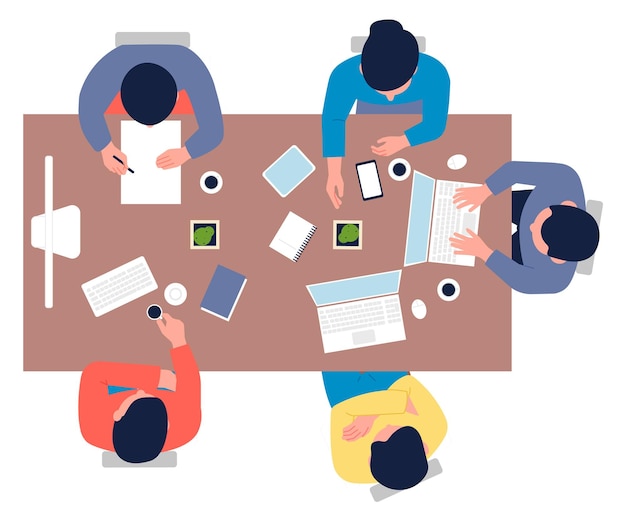 Mensen die samen aan tafel werken Teambrainstorm