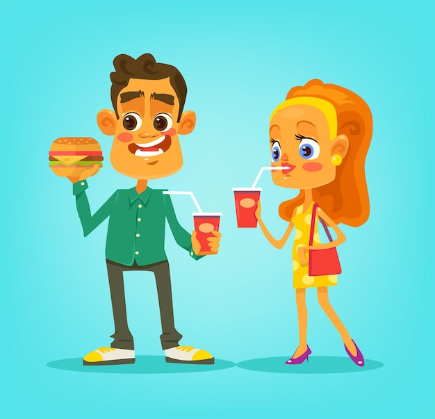Mensen eten fastfood