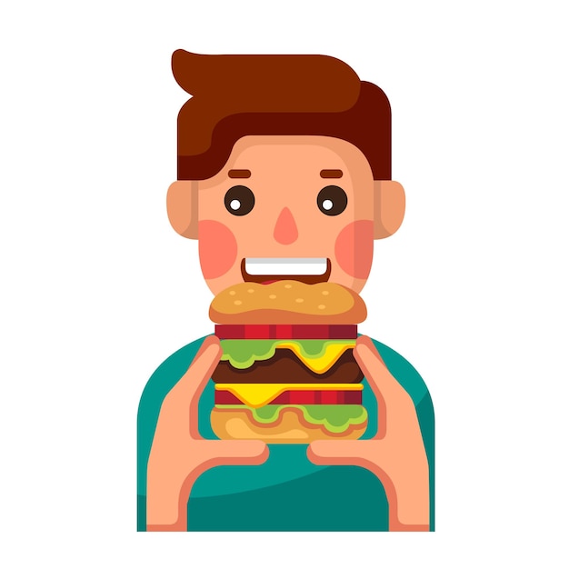 Mensen eten hamburgers pictogram illustratie Vector ontwerp