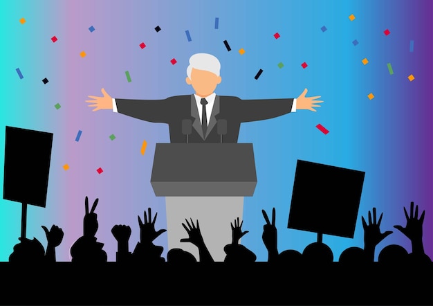 Mensen feliciteren politici succesvolle zakenman Vlakke stijl cartoon illustratie vector