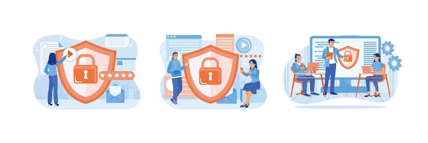 Mensen gebruiken computers, analyseren informatie, beschermen privacy, gegevensbeveiliging op het internet.