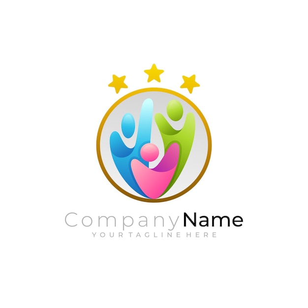 Mensen geven om logo met liefdadigheidsontwerp vector sociale pictogramgemeenschap