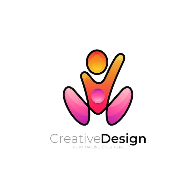 Mensen geven om logo sociale liefdadigheid familie pictogram ontwerpsjabloon