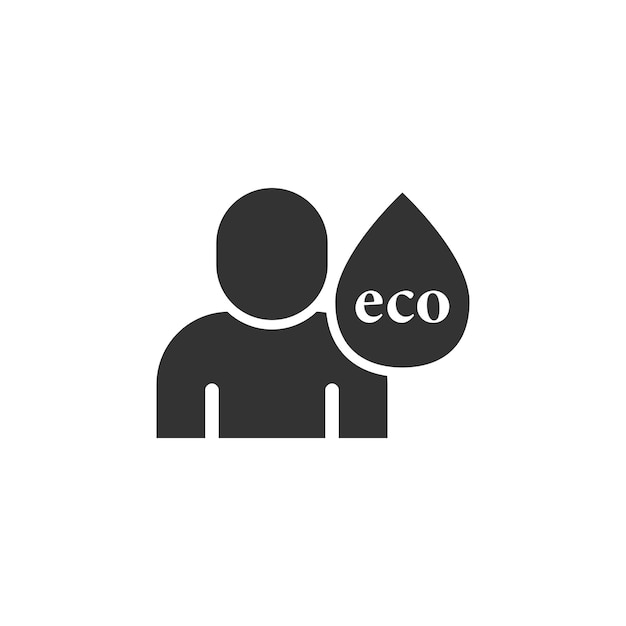 Mensen gezond leven icoon in platte stijl Water druppel vector illustratie op witte geïsoleerde achtergrond Organische ecosysteem teken bedrijfsconcept