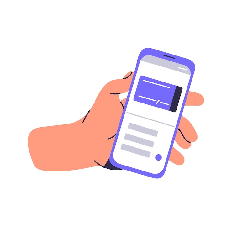 Vector mensen houden een smartphone in de hand gebruiker betaalt met een kaart in een financiële app digitale portemonnee online banking internetbetaling geldtransactie per telefoon platte geïsoleerde vector illustratie op witte achtergrond