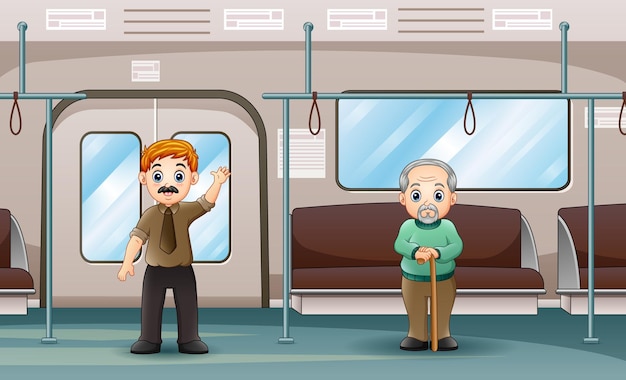 Mensen in een metro metro trein illustratie