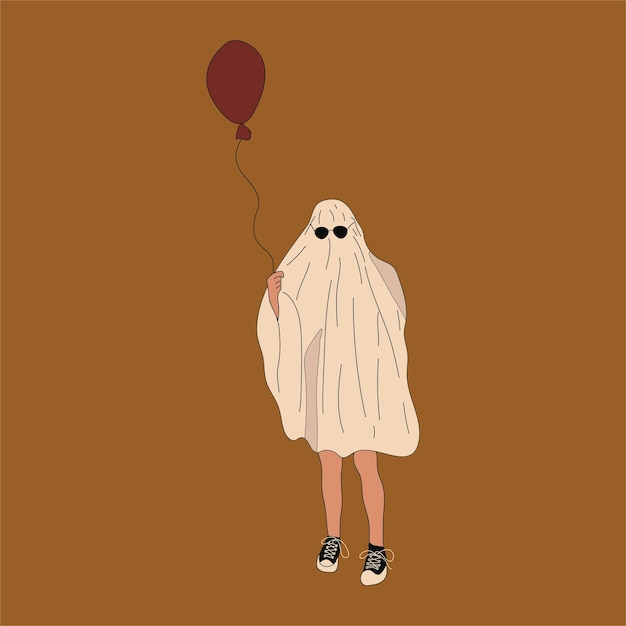 Mensen in Halloween kostuum Ghost Flat design stijl vector illustratie