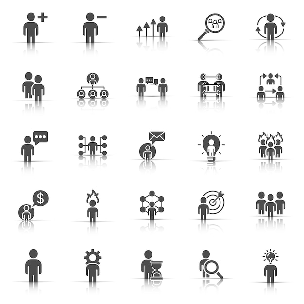 Mensen leiderschap pictogrammenset in lijnstijl Persoon collectie vector illustratie op witte geïsoleerde achtergrond Gebruiker teamwerk bedrijfsconcept