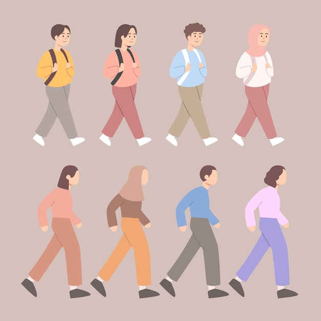 Mensen lopen illustratie