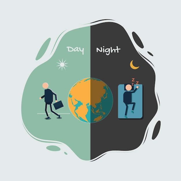 Mensen met dag en nacht concept vectorillustratie