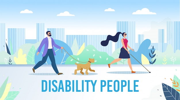 Mensen met een handicap dagelijks leven flat banner
