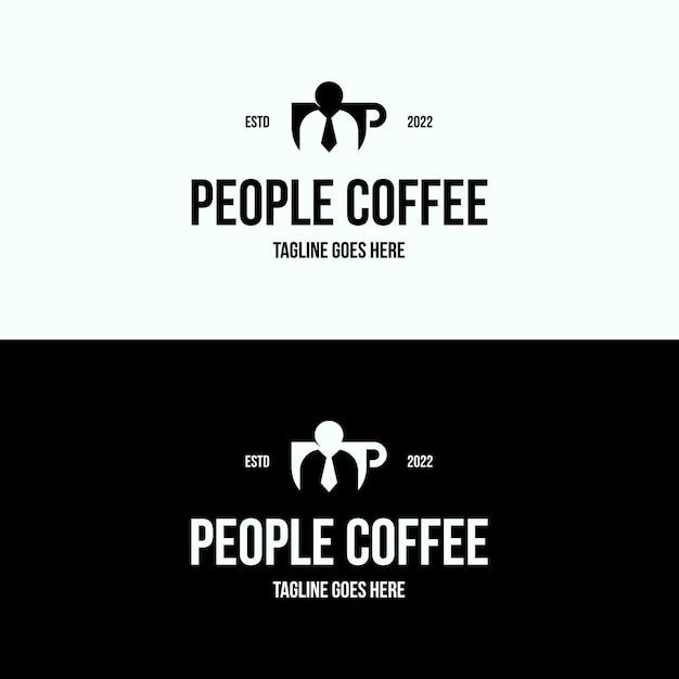 Mensen met een kopje koffie logo-ontwerpinspiratie