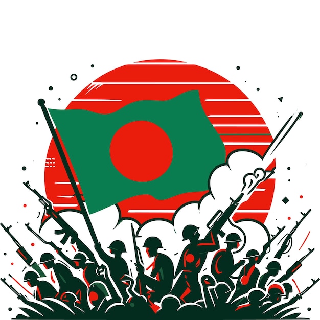 Vector mensen met vlag vieren de onafhankelijkheidsdag van bangladesh