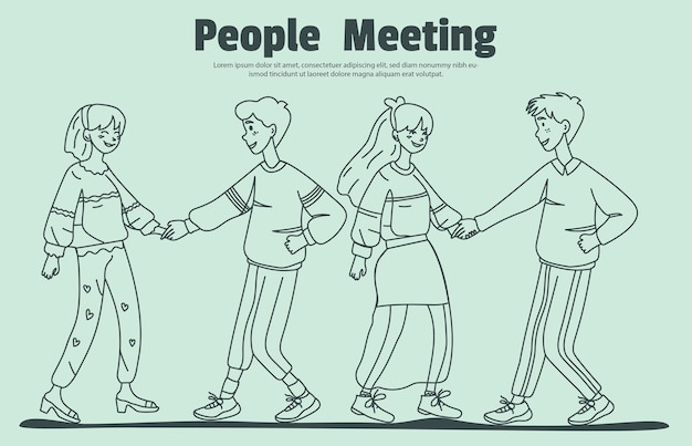 Mensen ontmoeten concept Man en vrouw hand in hand Vector illustratie
