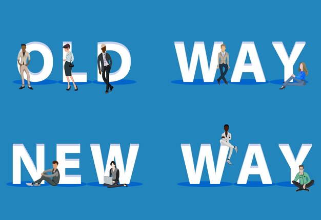 Mensen op de oude manier Nieuwe manier voor presentaties van web-mobiele apps
