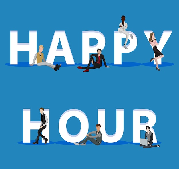 Mensen op Happy Hour voor Web Mobile App-presentaties