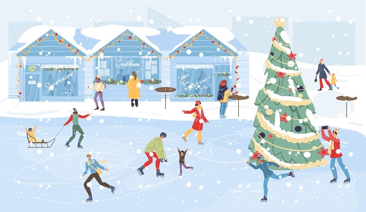 Mensen op kerstvakantie winterseizoen eerlijk