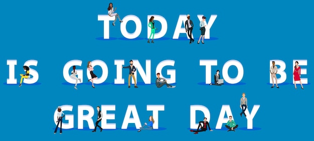 Mensen op Vandaag wordt een geweldige dag voor de web-mobiele app