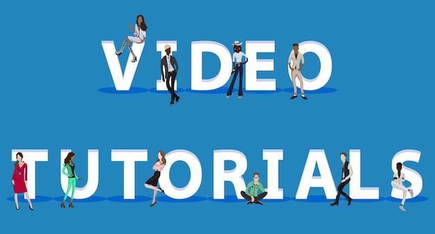 Mensen op video-tutorials voor presentaties van web-mobiele apps
