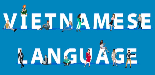Vector mensen op vietnamese taal voor web mobiele app