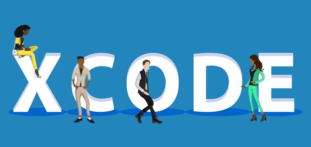 Mensen op XCode voor Web Mobile App-presentaties