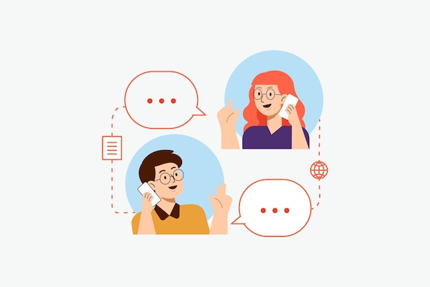 Vector mensen praten telefoon mannen en vrouwen bellen via de telefoon communicatie en gesprek met smartphone