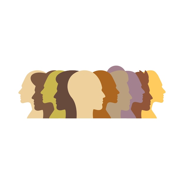 Mensen silhouet groep jonge mannelijke en vrouwelijke persoon profiel avatar vectorillustratie voor team