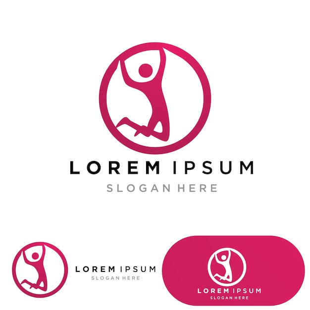 Mensen springen succes logo vector