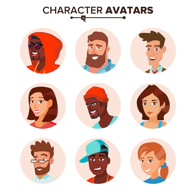 Vector mensen tekens avatars instellen.