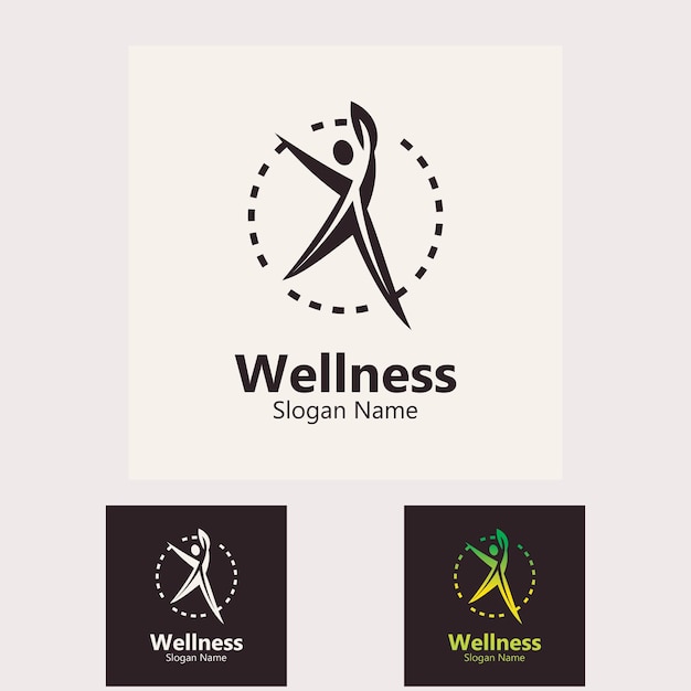 Mensen Wellness logo ontwerpsjabloon gezonde zorg concept