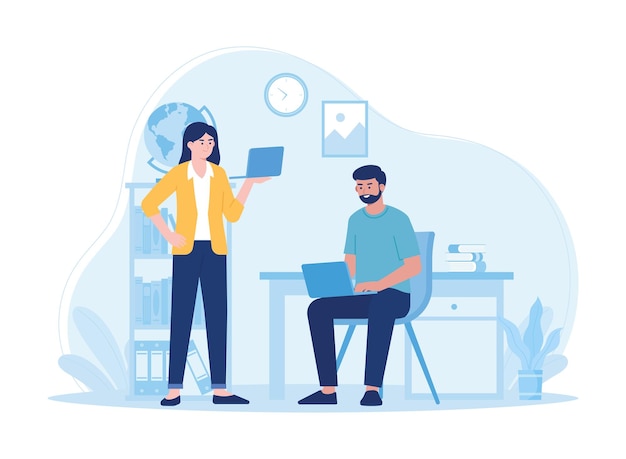 mensen werken aan laptops concept platte illustratie