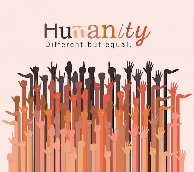 mensheid verschillend maar gelijk en diversiteit handen ontwerp, mensen multi-etnisch ras en gemeenschapsthema